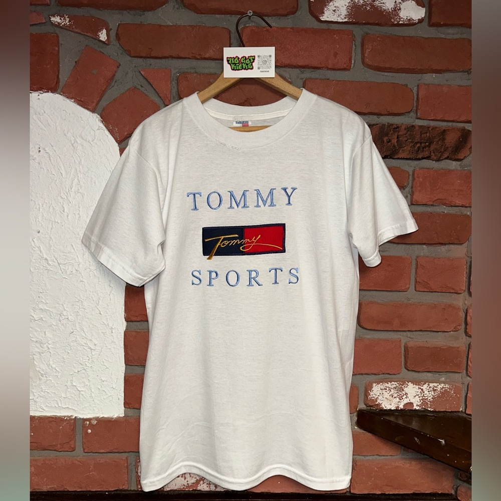 Vintage Tommy Hilfiger Tommy Sports White Embroidered T-Shirt Tee WMNS XL